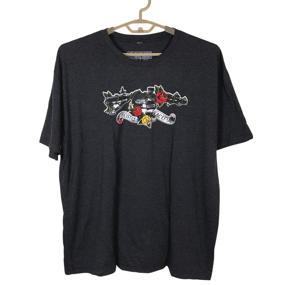 Black Rifle Coffee Company Mostly Peaceful Graphic T-Shirt XXXL Men NEW